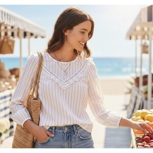 NWT Madewell Womens Coastal Vacation Minimalist Ruffle Top Size XS Lightweight